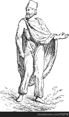 Dacian suit, vintage engraved illustration.