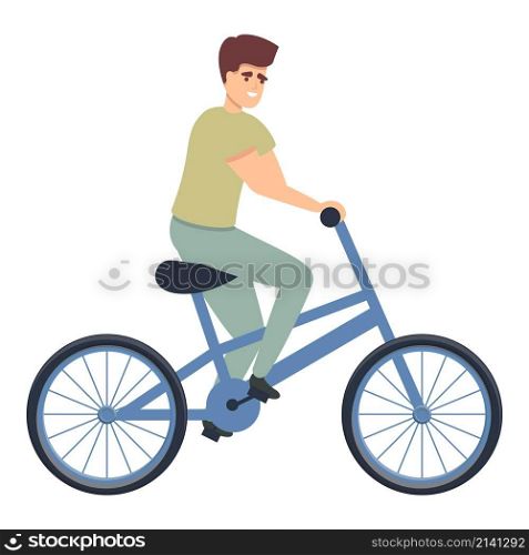 Dad on bike icon cartoon vector. Happy father. Family support. Dad on bike icon cartoon vector. Happy father