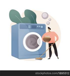 Dads and housework abstract concept vector illustration. Dad doing housework, chores at home, father son daughter folding clothes, fun cooking, cleaning together, wash dishes abstract metaphor.. Dads and housework abstract concept vector illustration.