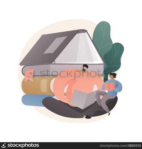 Dads contribution to childrens education abstract concept vector illustration. Fathers involvement, daddys help, doing homework, happy kid, family fight, home-schooling abstract metaphor.. Dads contribution to childrens education abstract concept vector illustration.