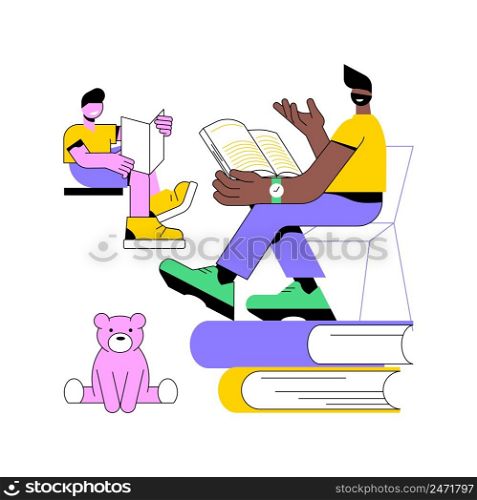 Dads contribution to childrens education abstract concept vector illustration. Fathers involvement, daddys help, doing homework, happy kid, family fight, home-schooling abstract metaphor.. Dads contribution to childrens education abstract concept vector illustration.