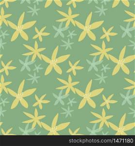 Daffodils flowers seamless pattern in simple style. Simple narcissus wallpaper. Design for fabric, textile print, wrapping paper, cover. Fashion vector illustration. Daffodils flowers seamless pattern in simple style. Simple narcissus wallpaper.