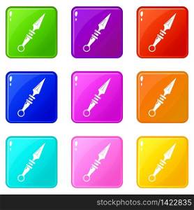 Dagger old icons set 9 color collection isolated on white for any design. Dagger old icons set 9 color collection