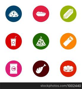 Daily bread icons set. Flat set of 9 daily bread vector icons for web isolated on white background. Daily bread icons set, flat style