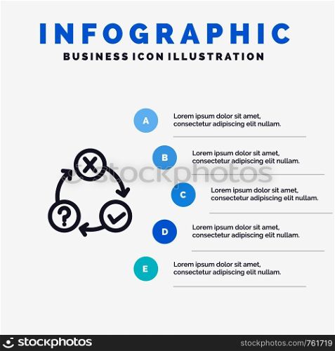Daily, Flow, Issues, Organization, Realization Line icon with 5 steps presentation infographics Background