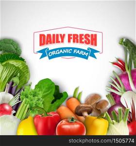 Daily fresh orgnic Vegetable background.Vector
