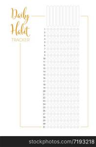 Daily habit tracker template for ten goals and one month. Minimalist hierarchy chart template