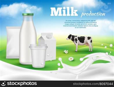 Dairy poster. Milk products ads placard decent vector template of dairy design illustration background. Dairy poster. Milk products ads placard decent vector template