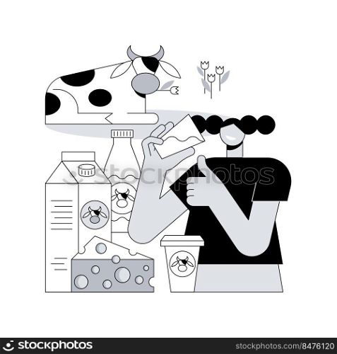 Dairy products abstract concept vector illustration. Milk based nutrition, dairy products production, fermented milk, domestic animal, food processing, calcium content abstract metaphor.. Dairy products abstract concept vector illustration.