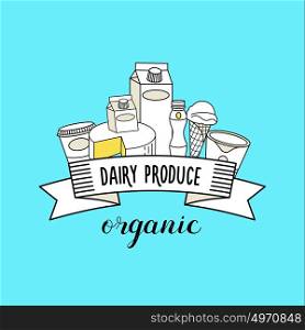 Dairy products. Healthy organic products. Vector illustration.