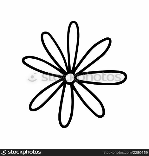 Daisy flower in doodle style. Coloring book for children books.