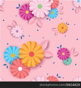 Daisy flowers colorful decorated on pink  background design to seamless pattern.