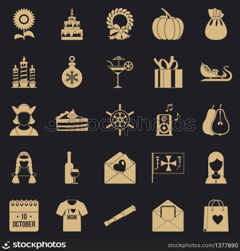 Dala day icons set. Simple set of 25 gala day vector icons for web for any design. Dala day icons set, simple style