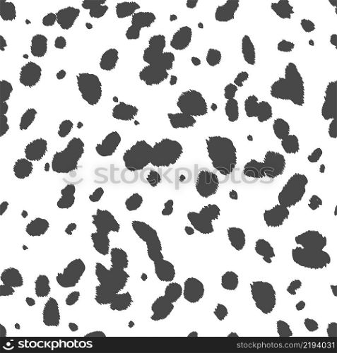 Dalmatian seamless pattern. Animal skin print. Dog and cow black dots on white background. Vector illustration. Dalmatian seamless pattern. Animal skin print. Dog and cow black dots on white background. Vector
