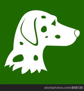 Dalmatians dog icon white isolated on green background. Vector illustration. Dalmatians dog icon green