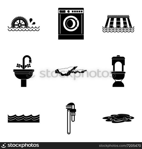Dam icons set. Simple set of 9 dam vector icons for web isolated on white background. Dam icons set, simple style