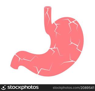 Damage stomach. Unhealthy stomach. Health care concept. Vector illustration.