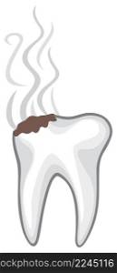 Damaged or unhealthy human tooth with caries and bad smell