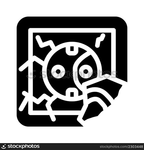damaged socket glyph icon vector. damaged socket sign. isolated contour symbol black illustration. damaged socket glyph icon vector illustration