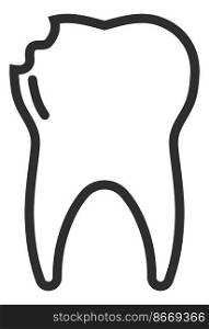 Damaged tooth icon. Dental pain symbol. Toothache sign isolated on white background. Damaged tooth icon. Dental pain symbol. Toothache sign