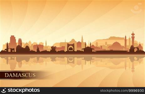 Damascus city skyline silhouette background, vector illustration