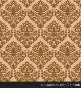 damask brown seamless texture, abstract pattern; vector art illustration
