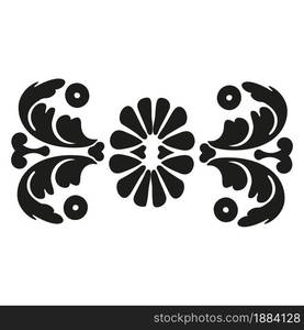 Damask pattern element. Vector pattern in vintage style for design of greeting cards, wedding invitations, holidays. Floral motives. Black and white.. Damask pattern element. 