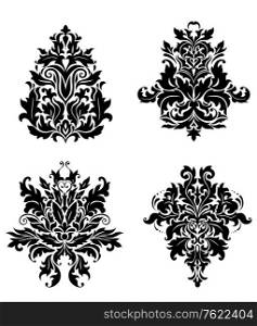 Damask patterns in vintage floral style for design