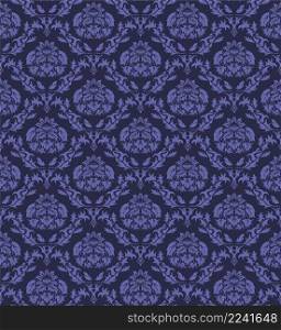 Damask Seam≤ss Vector Pattern.  E≤gant Design in Royal  Baroque Sty≤Background Texture in Very Peri color. Floral and Swirl E≤ment.  Ideal for Texti≤Pr∫and Wallpapers.