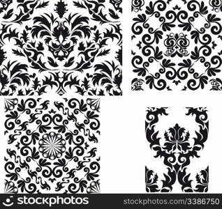 Damask seamless background for yours design use. For easy making seamless pattern just drag all group into swatches bar, and use it for filling any contours.