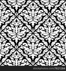 Damask seamless background with floral patterns and elements