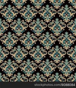 Damask seamless baroque ornament. Ornate pattern element for design in Victorian style. It can be used for decorating of wedding invitations, greeting cards, decoration for bags and clothes. Vector illustration.