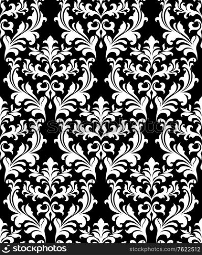 Damask seamless pattern background with decorative floral elements