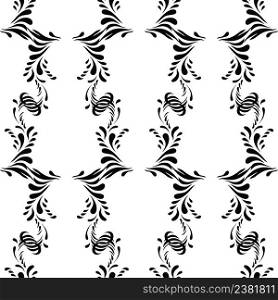 Damask seamless pattern. Damask vector floral pattern with arabesque. Floral elegant seamless vector fabric texture. Vintage decorative black seamless damask ornaments