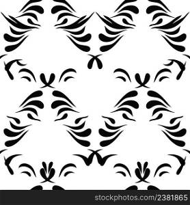 Damask seamless pattern. Damask vector floral pattern with arabesque. Floral elegant seamless vector fabric texture. Vintage decorative black seamless damask ornaments
