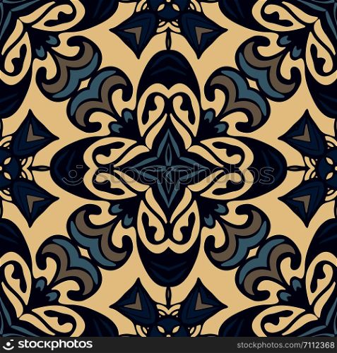 Damask seamless pattern from blue and white oriental tiles, ornaments. Can be used for wallpaper, backgrounds, decoration for your design, ceramic, page fill and more.. Blue seamless pattern tiles vector abstarct background