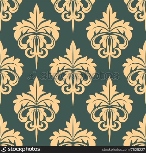Damask seamless pattern in beige and grey colors fow walpaper or fabric design