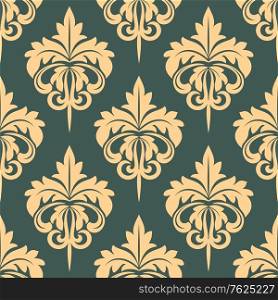 Damask seamless pattern in beige and grey colors fow walpaper or fabric design