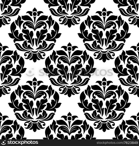 Damask seamless pattern with floral elements