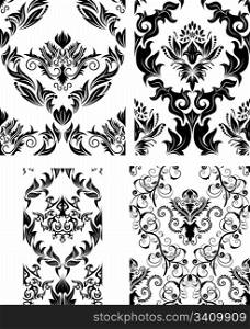 Damask seamless vector backgrounds set. For easy making seamless pattern just drag all group into swatches bar, and use it for filling any contours.