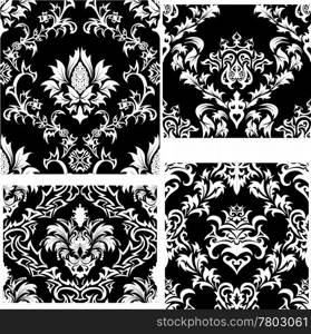 Damask seamless vector backgrounds set. For easy making seamless pattern just drag all group into swatches bar, and use it for filling any contours.