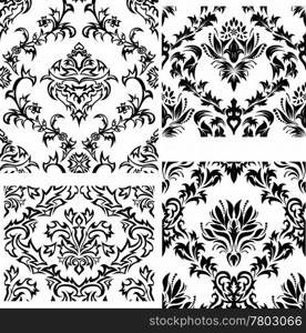 Damask seamless vector backgrounds set. For easy making seamless pattern just drag all group into swatches bar, and use it for filling any contours.