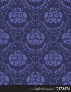 Damask Seamless Vector Pattern.  Elegant Design in Royal  Baroque Style Background Texture. Floral and Swirl Element.  Ideal for Textile Print and Wallpapers.