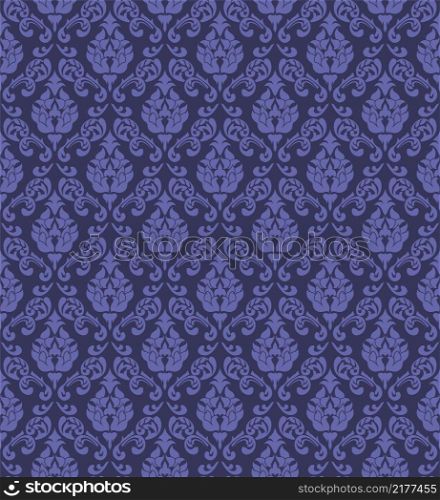 Damask Seamless Vector Pattern.  Elegant Design in Royal  Baroque Style Background Texture. Floral and Swirl Element.  Ideal for Textile Print and Wallpapers.