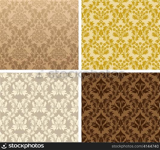 Damask seamless vector pattern set. For easy making seamless pattern just drag all group into swatches bar, and use it for filling any contours.
