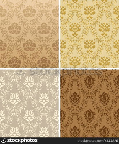 Damask seamless vector pattern set. For easy making seamless pattern just drag all group into swatches bar, and use it for filling any contours.