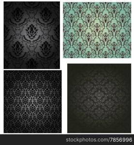 Damask seamless vector pattern set. For easy making seamless pattern just drag all group into swatches bar, and use it for filling any contours.