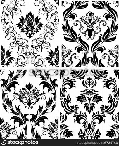 Damask seamless vector patterns set. For easy making seamless pattern just drag all group into swatches bar, and use it for filling any contours.