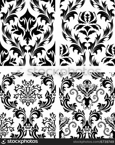 Damask seamless vector patterns set. For easy making seamless pattern just drag all group into swatches bar, and use it for filling any contours.