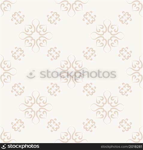 Damask vector background with patterned ornament.Beige color. For textiles, wallpaper, tiles or packaging.. Damask vector background with patterned ornament.